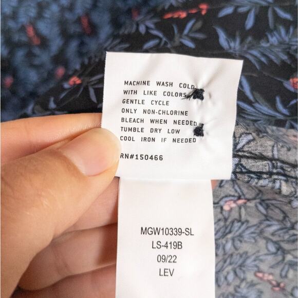 ARTEFACT Stockholm Stretch Poplin Shirt in Black Floral Print Men's Slim Medium - Picture 6 of 6